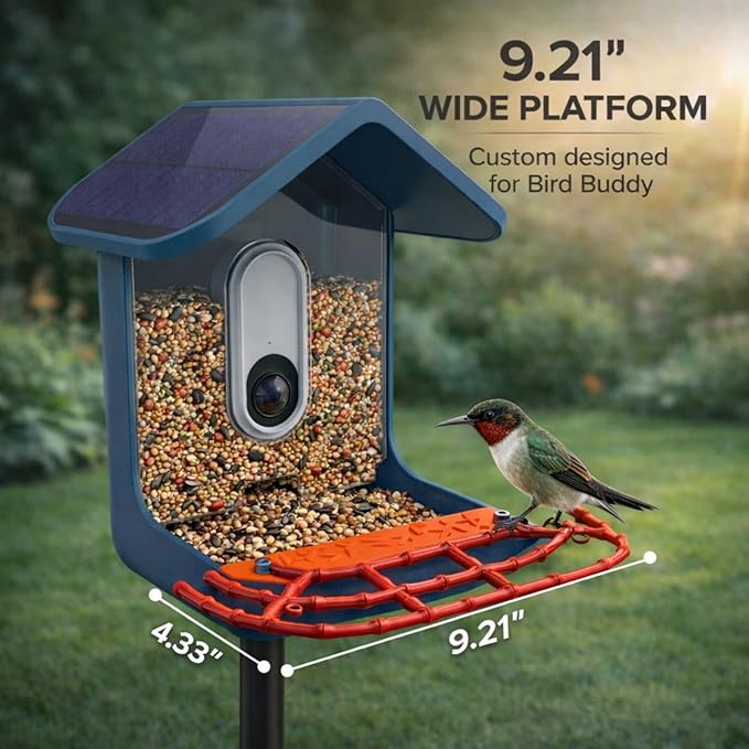 CPLIKE ABS Bamboo-Style Perch Extender Designed for Bird Buddy Smart Bird Feeder, Expandable Platform with Dual Screw Mount, Chewing-Friendly Texture, Extra Landing Space & DIY Accessory Ports