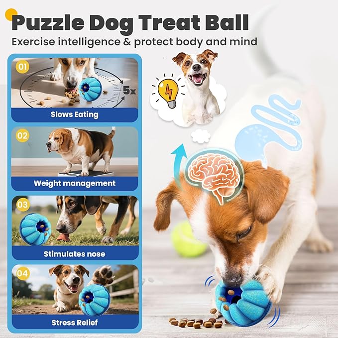 ABRRLO Frozen Dog Treat Toys to Keep Them Busy,Interactive Puzzle Treat Dispensing Dog Toys Ball,Frozen - Licking - Slow Feeder - Cognitive Dogs Enrichment Toy,Durable Small Medium Large Dogs Chew Toy