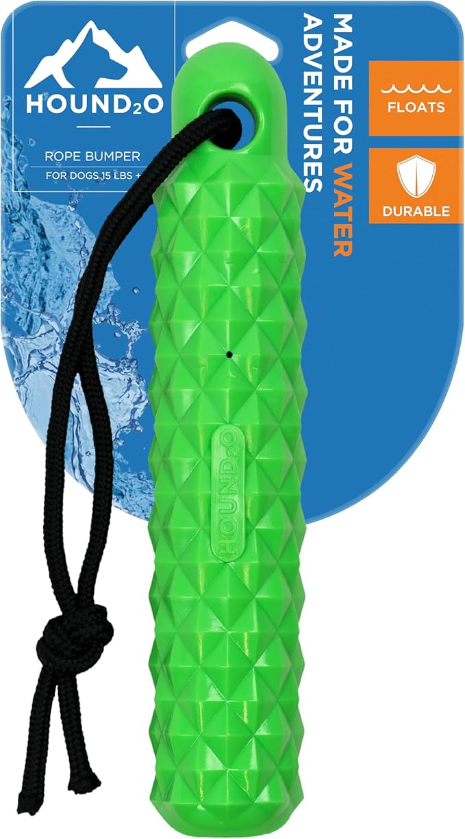 Dog Toys | Rope Bumper Floating Outdoor Toy for Dogs | Bright Green Fetch Toy