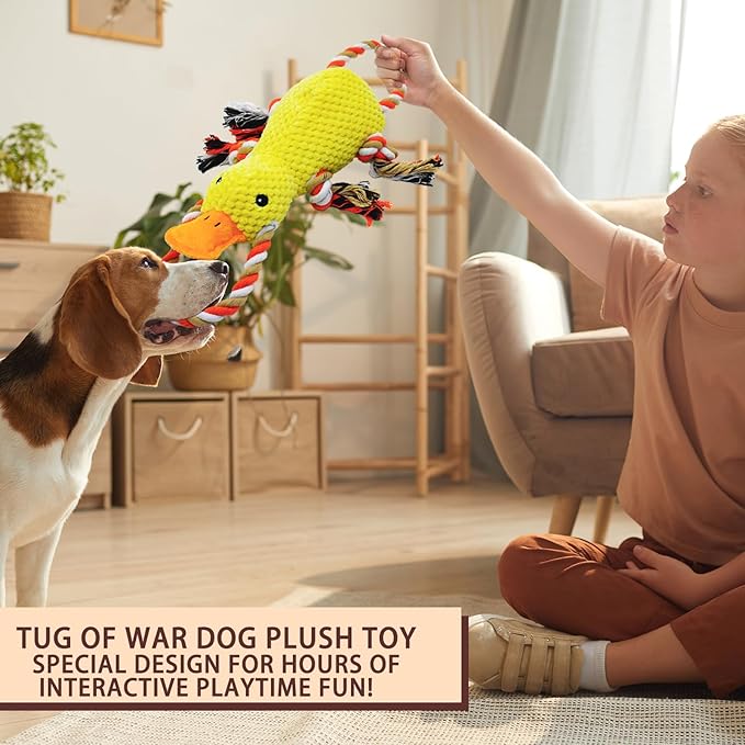 YZHDUXIU Tug of War Dog Toy, Squeaky Dog Toys Interactive Duck Puppy Toys to Keep Them Busy