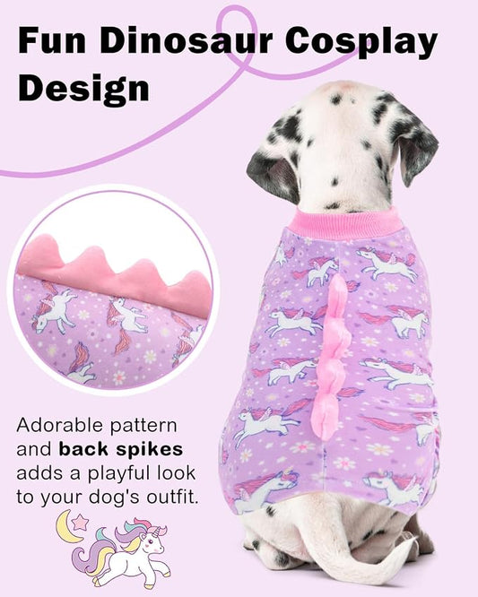 CuteBone Dinosaur Costume Dog Pajamas, Stretchy Spandex Crystal Velvet Sleepwear Coat for Small Dogs, Soft & Warm Pet Outfit Clothes for Cold Weather, Cozy Pullover Design COSP11XS