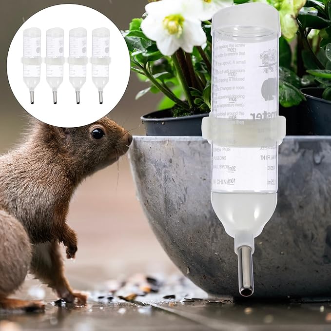 Totority Leakproof Hamster Water Bottles 4 Pack 4.23Oz Small Pet Drinking Feeder with Roller Ball Nozzle Easy Clean Secure Fixation for Cage or Travel