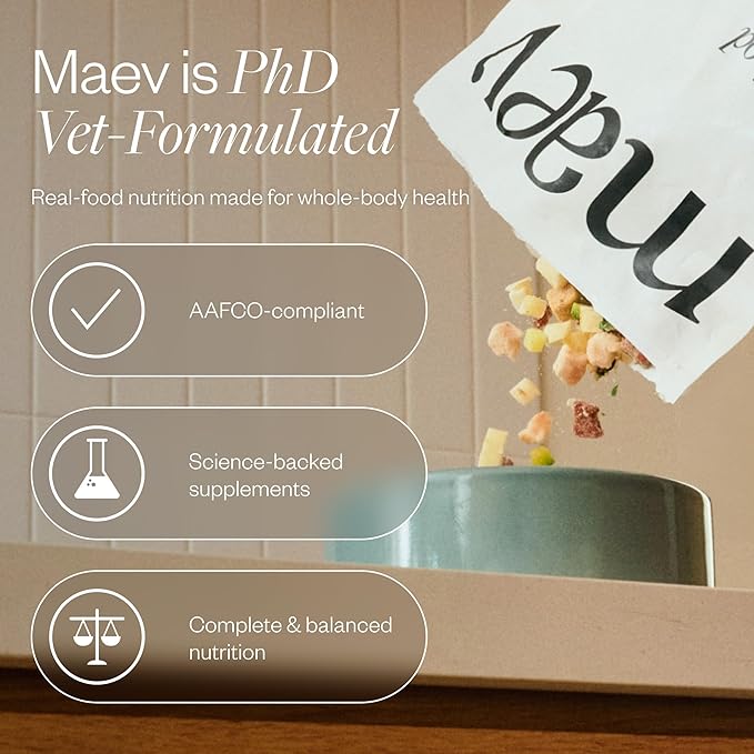 Maev Human-Grade Beef Dog Food, Weight & Digestion Formula, Whole Ingredient, Gluten-Free, High Protein Puppy & Dog Food, 5 lb
