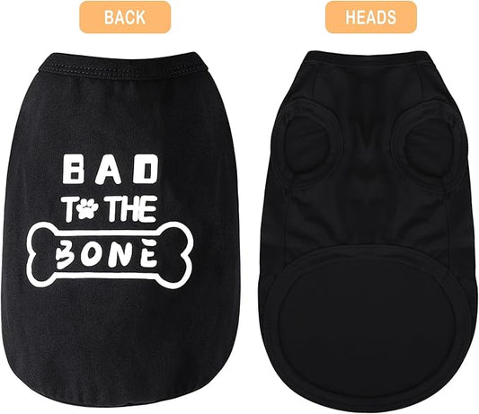 Discover Cozy Cotton Canine Wear: Soft, Lightweight, and Breathable Dog Shirt Vest with Eye-Catching Graphics(Bad to the Bone), Keeping Your Furry Friend Warm and Comfy! Black XXS