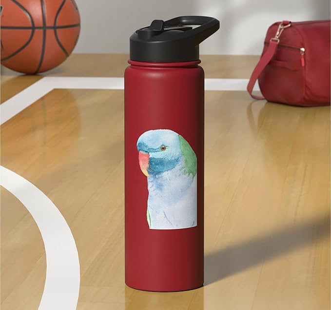 Red-brested moustached parakeet watercolor parrot portrait Stainless Steel Insulated Water Bottle