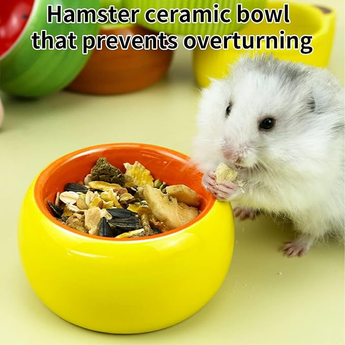 kathson Hamster Bowl Ceramic Small Animal Water Bowl Prevent Tipping Moving and Chewing Food Dish for Guinea Pig Gerbil Ferret Syrian Hamster Chinchilla Rat Hedgehog Bunny (3 Pcs)