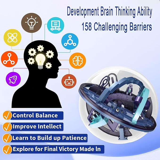 3D Ball Maze,Interactive Maze Sphere Game with 158 Obstacles,Labyrinth Puzzle Ball Kids Education Toys,Magical Brain Teasers Boy Gifts