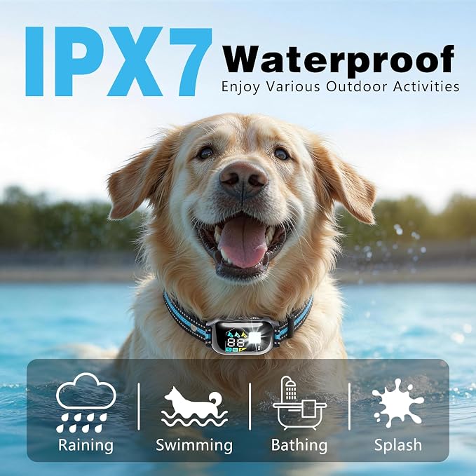 2-in-1 Dog Shock & Bark Collar Combo - New Updated Automatic Bark Collar & 3300Ft Remote Training Collar with 3 Training Modes for 7-120lbs Small Medium Large Dogs, IPX7 Waterproof E-Collar