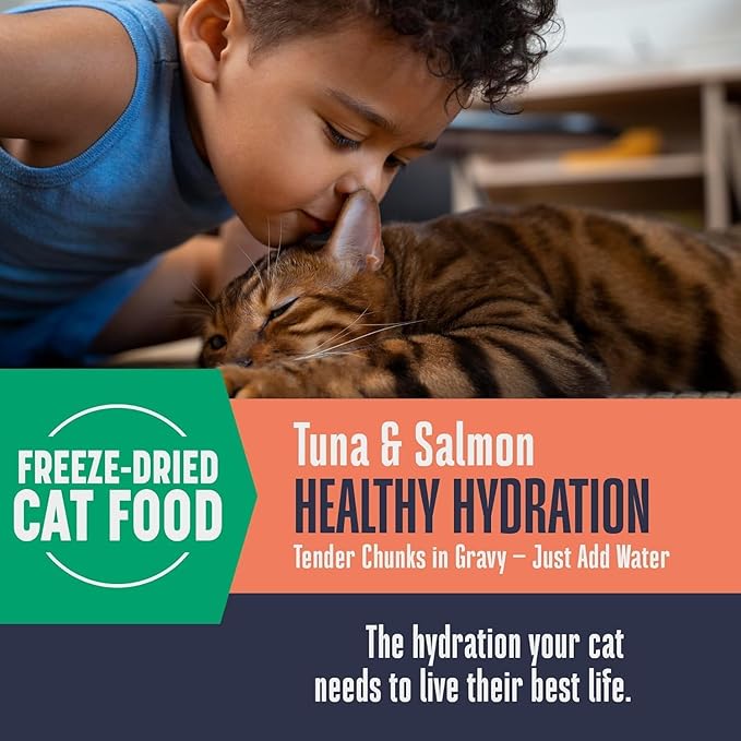 Whole Life Cat Freeze Dried Cat Food - Human-Grade Wet Food Toppers, Snacks & Lickable Treats, Instantly Hydrating Natural Broth Just Add Water - Salmon & Tuna, 4.5 Oz