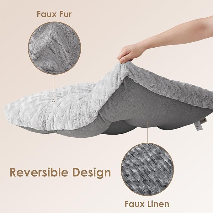 EHEYCIGA Washable Medium Dog Bed for Crate 29x21 Inch, Reversible Kennel Pad for Dogs Weight Up to 35 lbs, Plush and Comfy Pet Sleeping Mat, Grey