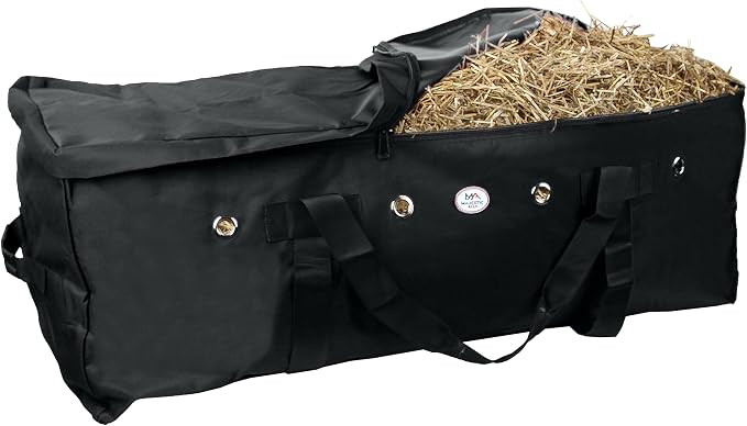 Majestic Ally 1200 D Nylon Fabric Large 44” x 20” x 16” and Extra Large 52" x 27" x21" Heavy-Duty Hay Bale Storage Bag (Black, X-Large)