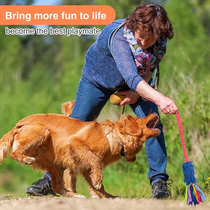 wodoca Dog Tug Toy, Dog Toys for Aggressive Chewers - Strong Squeak Rope Toy, Easy to GRAP Chew Toy for Large Dogs, Puppies, Middle Dogs - Ideal for Training and Play, Hand Made