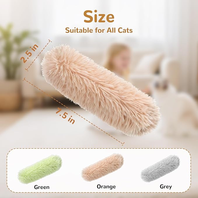 Cat Toys Cat Pillows Toys, Interactive Kicker Catnip Toys, Soft Durable Teething Chew Toy (3, Green Orange Grey)