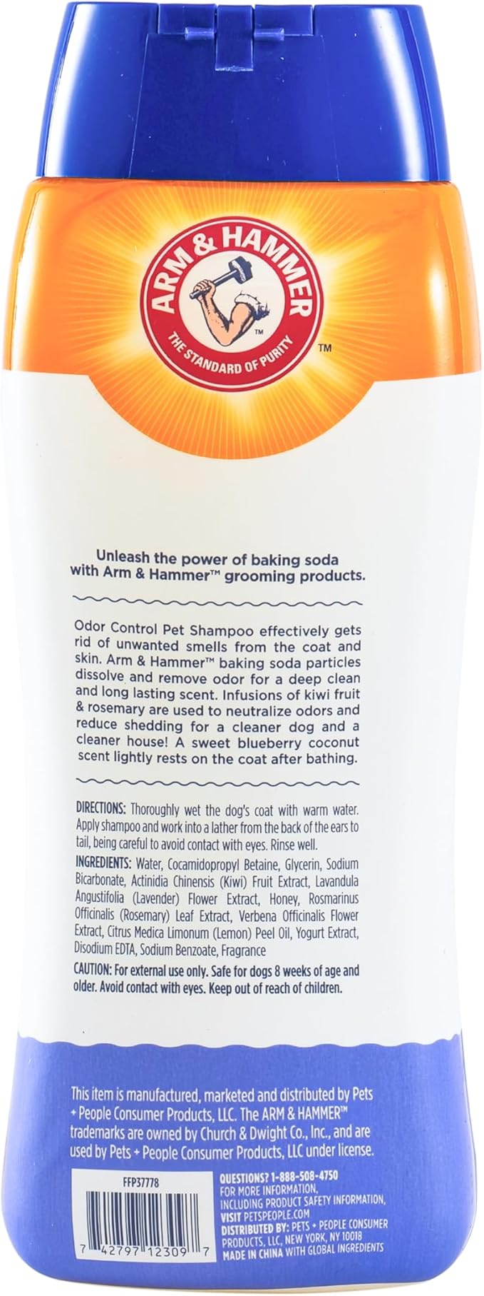 Arm & Hammer for Pets Odor Control Dog Shampoo, Baking Soda Enhanced, pH Balanced, Fresh Blueberry Coconut Scent, Free of Sulfates, for All Dogs and Puppies, 20 Fl Oz