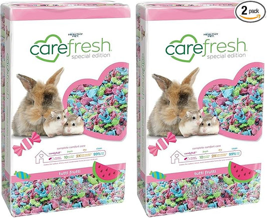 Carefresh 99% Dust-Free Tutti Frutti Natural Paper Small Pet Bedding with Odor Control, 23 L (Pack of 2)