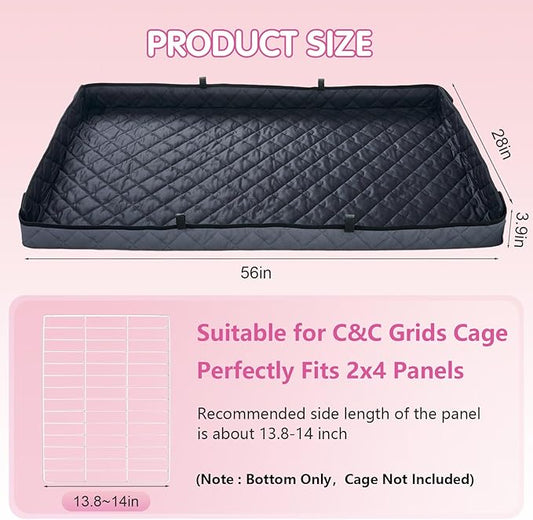 FunFurry Quilted Guinea Pig Cage Liner, Reversible & Absorbent Bottom Base, Cage Liners for Small Animals, Hamster Chinchilla Hedgehog Ferret Rabbit. (Dark Grey-Quilted, 28" X 56")