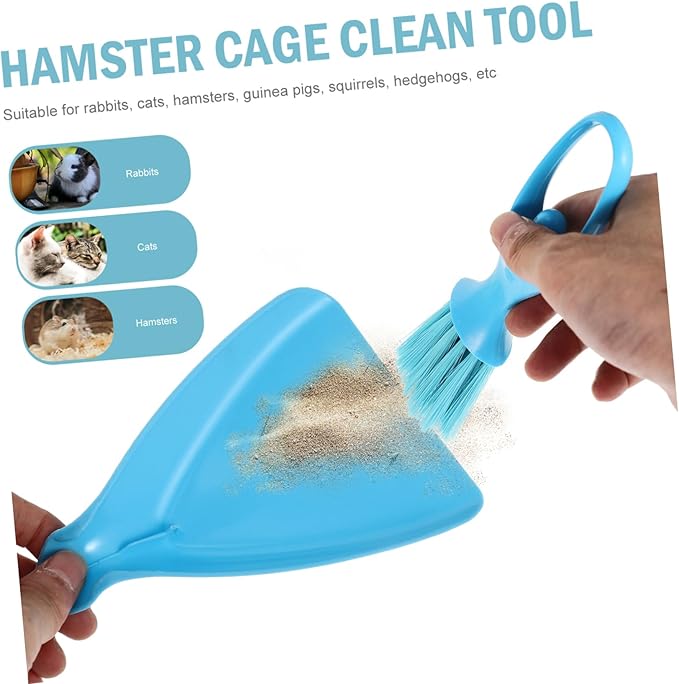 NOLITOY 2sets Mini Broom Dustpan Hamster Cage Cleaning Tool Pet Care Gadget Easy Storage for Cats Rabbits Hamsters Random Color