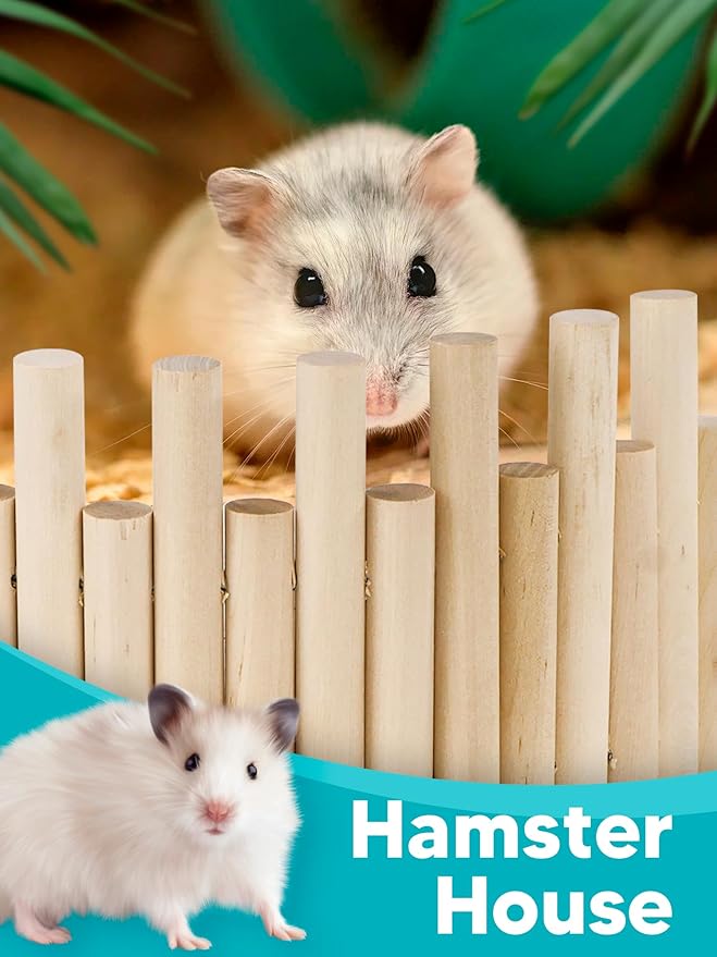 2 PCS Wooden Hamster Fence, Bridge Cage Decor, Wooden Hamster Accessory 11.8in（3.93in High）