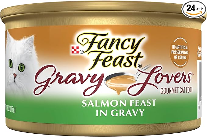 Purina Fancy Feast Gravy Lovers Salmon Feast Grilled Gourmet Cat Food in Wet Cat Food Gravy - (Pack of 24) 3 oz. Cans