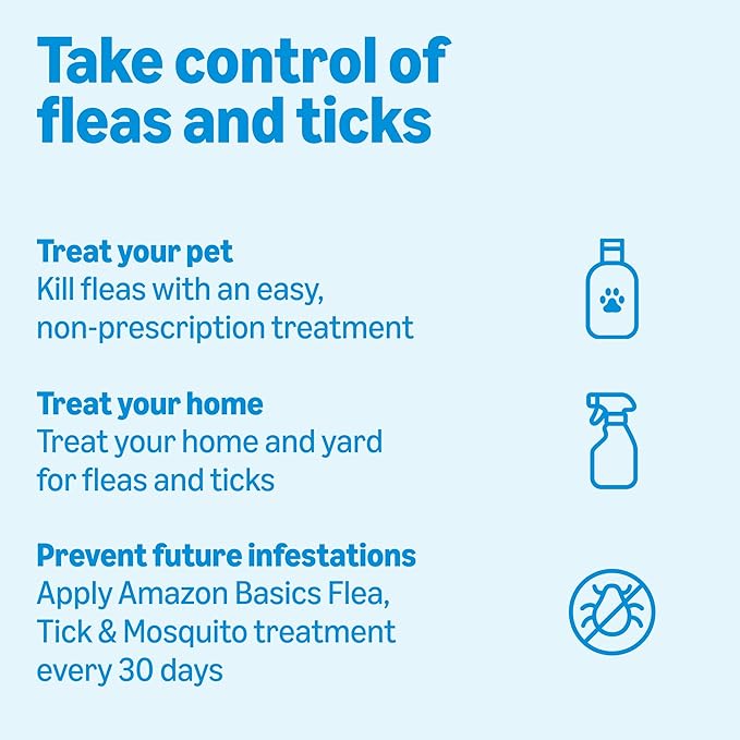 Amazon Basics Flea, Tick & Mosquito Topical Treatment & Prevention for Medium Dogs (11-20 pounds), Fast-Acting, Kills Fleas, Eggs & Larvae, 30 Day Protection, 6 Count, Packaging May Vary