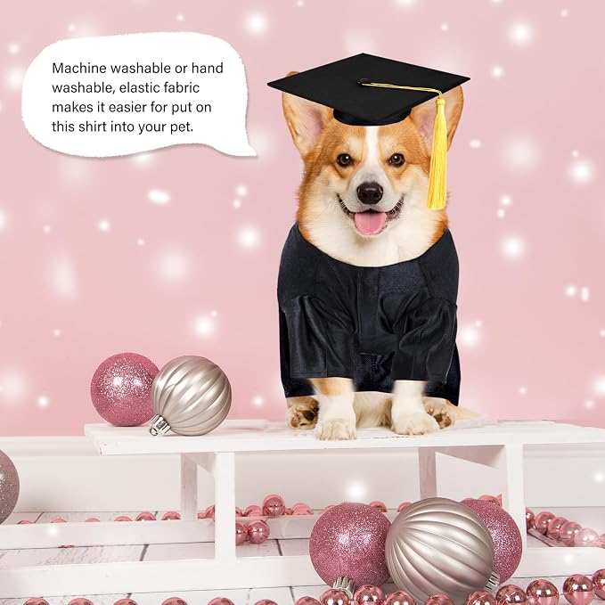 Dog Graduation Cap and Gown, Dogs Cats Graduation Holiday Halloween Costume Accessory(Black,X-Large)