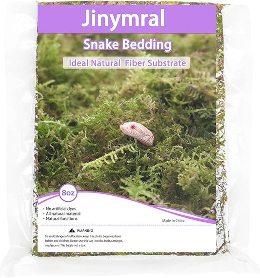Snake Bedding 8oz Natural Moss Substrate, Humidity Control Reptile Tank Litter for Corn Snakes, Geckos & Small Reptiles, Odor Control Pet Tank Accessories