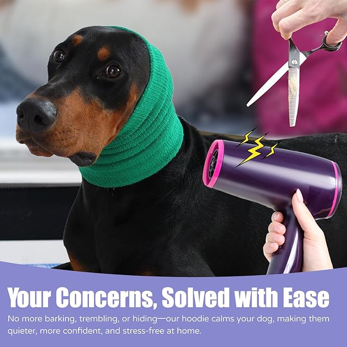 Dog & Cat Calming Hoodie - Anxiety Relief Ear Protector, Noise-Canceling Head Cover for Grooming, Bath, Force Drying, Thunder & Fireworks