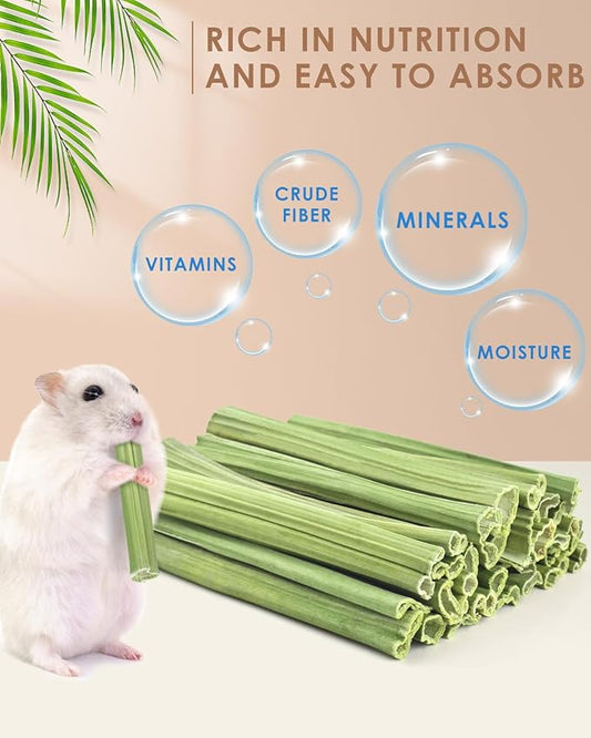 Bissap 35PCS Rabbit Chew Sticks, Natural Papaya Stems Bunny Chews Treats for Rabbit Hamster Chinchilla Guinea Pig Small Animals Organic Molar Chewing Snack