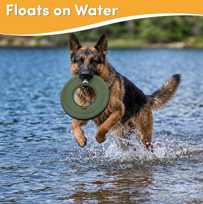 OllyDog Super Flyer, Floating Dog Disc for Water Play – Soft Durable Dog Fetch Toy, Eco-Friendly Recycled Material, Gentle on Teeth, Lightweight Flying Disc for Medium, Large Dogs (Winter Moss, 11")