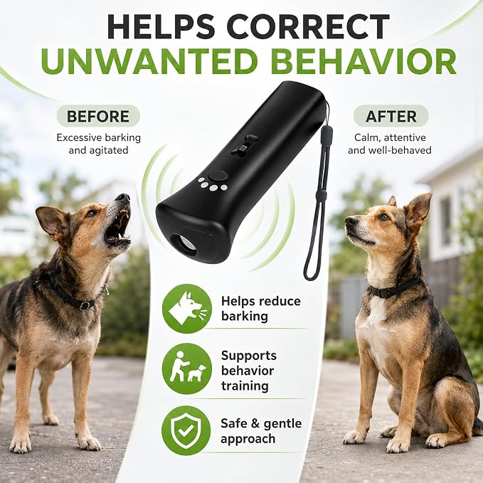 Trainer Ultrasonic for Dogs, Anti Barking Device for Dogs, 32 Ft Range Barks No More, Dog Training Device Safe & Rechargeable for Indoor &Outdoor (1PC)