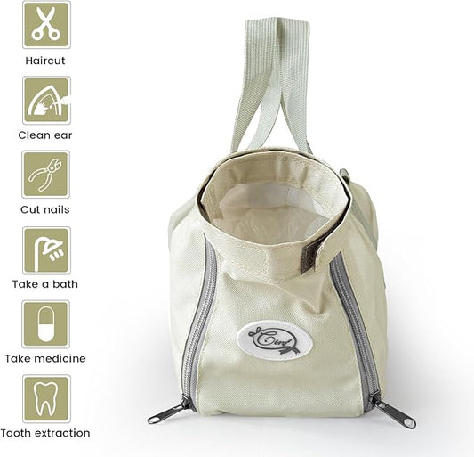 Cinf Cat Nail Clipping Cleaning Grooming Restraint Bag （Free Muzzle） No Scratching Biting for Bathing Nail Trimming Injecting Examining((Beige Gray,M)