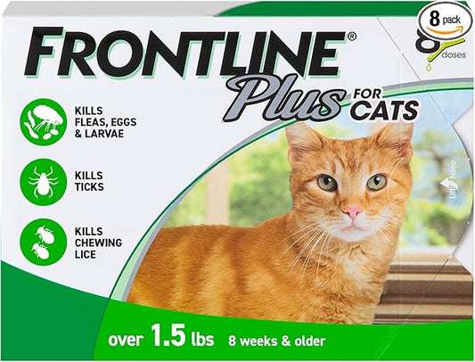 FRONTLINE Plus Flea and Tick Treatment for Cats Over 1.5 lbs. 8 Treatments