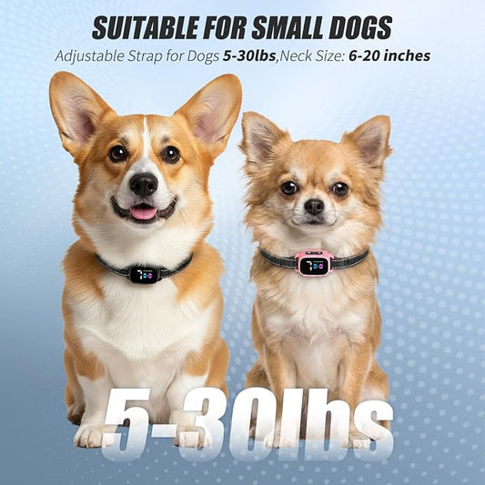 Anti Bark Collar for Small Dogs 2 Pack, No Shock Bark Collar with Beep & Vibration, 7 Sensitivity Levels, Rechargeable IP67 Waterproof Bark Collar for Small Dogs 5-30lbs, Pink & Black