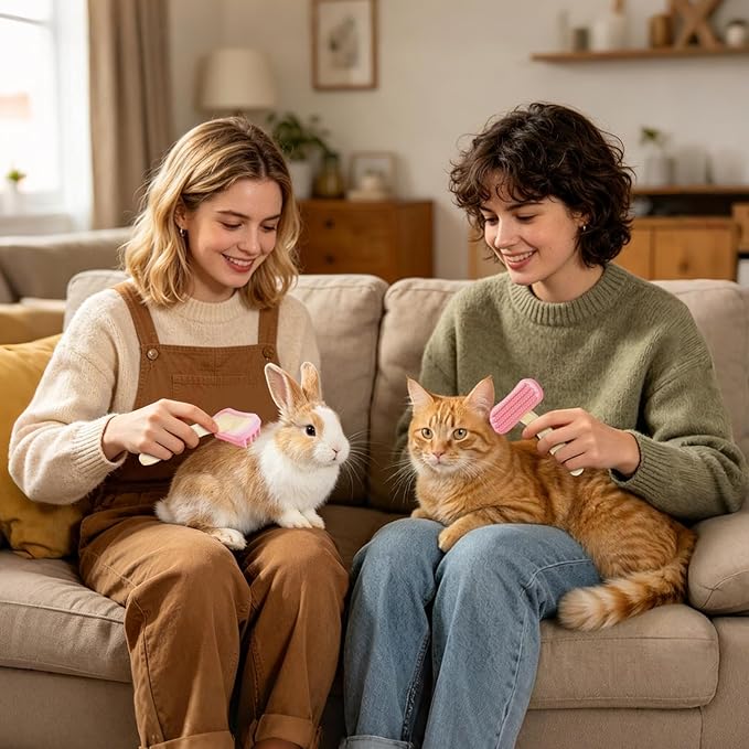Pet Grooming Comb, Silicone Remover Brush, Soft Shedding Hair Cleaner Tool For Cat Rabbit Hamster Small Animal Massage Bath Cleaning Grooming Care Home Indoor Use Accessory