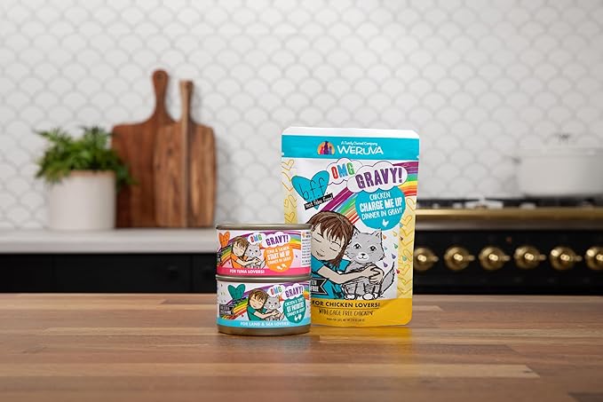 Weruva B.F.F. OMG - Best Feline Friend Oh My Gravy!, Chicken & Beef Be Happy with Chicken & Beef in Gravy, 2.8oz Can (Pack of 12)
