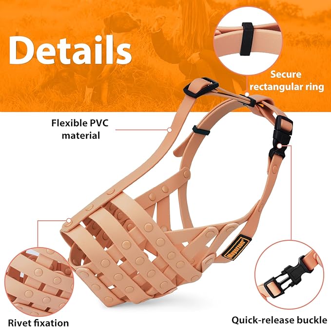 Mayerzon Pitbull Muzzle for Large Medium Sized Dogs to Prevent Biting Scavenging, Basket Muzzle for Rottweiler Staffordshire Terrier in Grooming Training, Allow to Pant Drink, Lightweight and Sturdy