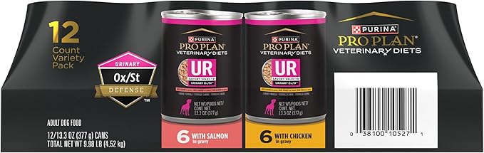 Purina Pro Plan Veterinary Diets UR Savory Selects Urinary Dog Food Ox/St with Chicken with Salmon Variety Pack - (Pack of 12) 13.3 oz. Cans