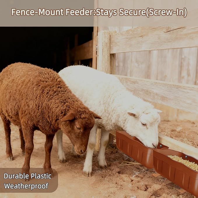 Chicken Feeder Waterer,Hanging Goat Feeders,Feed Trough 3.5 Quart 3 Pack,Hanging Fence Feed Trough for Poultry Livestock,Terracotta
