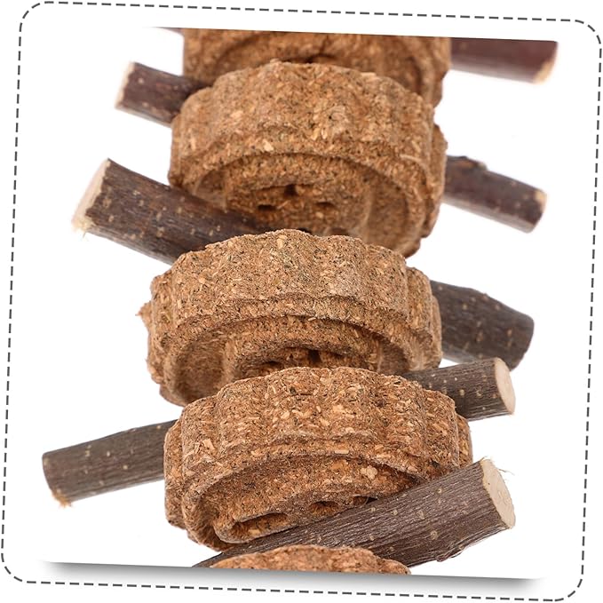 Totority Natural Carrot Branch Molar Chewing for Rabbits and Small Pets Healthy Teeth Cleaning Bunny and Guinea Pig Dental Care Treat Safe Non-Toxic Small Animal