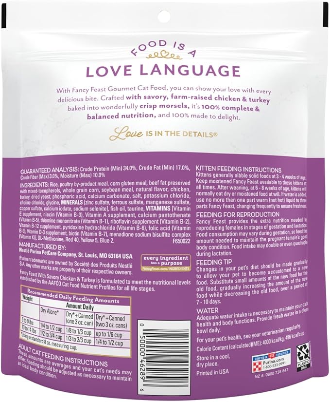Fancy Feast Purina with Savory Chicken & Turkey Dry Cat Food, 16 OZ