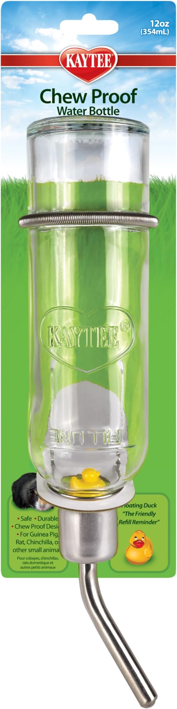Kaytee Chew-Proof Water Bottle for Pet Rabbits, Ferrets, Guinea Pigs and Chinchillas, 12 oz