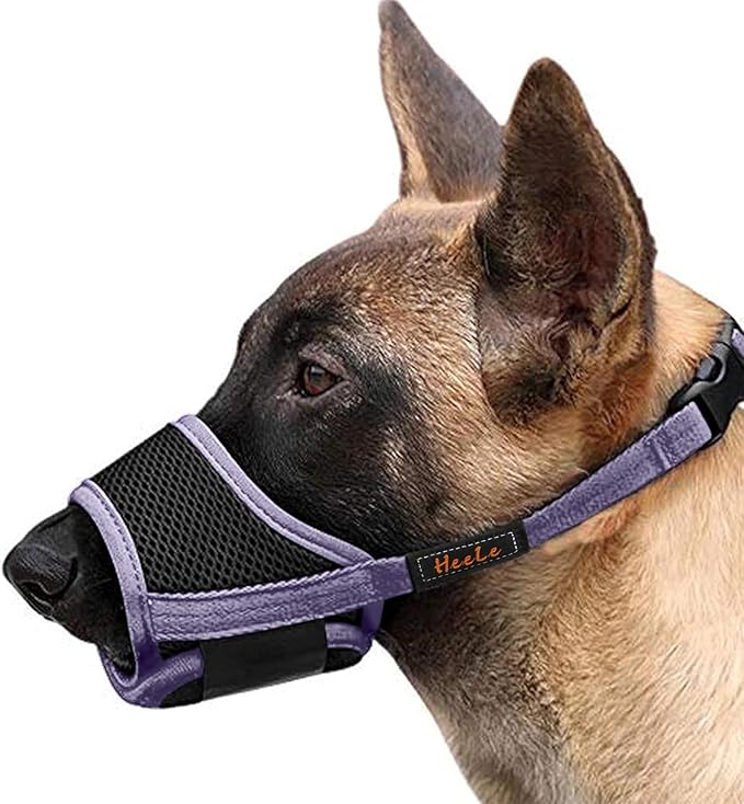 HEELE Dog Muzzle,Soft Nylon Muzzle Anti Biting Barking Chewing,Air Mesh Breathable Drinkable Adjustable Loop Pets Muzzle for Small Medium Large Dogs (Purple, S)