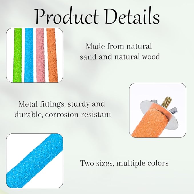 4 Pcs Bird Perch, Bird Perches for Cage, 7.8inch Random Colorful Wood Parrot Birds Perch Stand Paw Grinding Stick, Birds Cage Accessories for Budgies, Parakeet, Cockatiel, Lorikeet, Conure