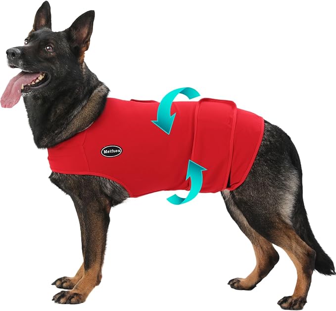 Meifsou Dog Anxiety Vest, Skin-Friendly Thunder Jacket for Dogs, Dog Calming Shirt for Thunder, Fireworks, Vet Visits and Separation - Keep Pet Calm Without Medicine, Fit for Small Medium Large Dogs