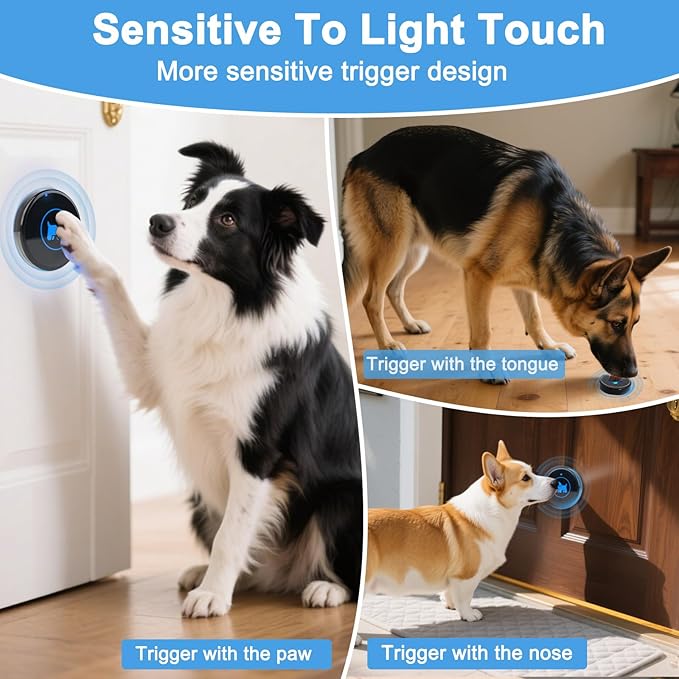 Dog Door Bell 2026 Enhanced Touch, Wireless Doggie Doorbell for Potty Training to Go Outside, IP65 Waterproof, 1000ft Range, 55 Melodies, 5 Modes & Adjustable Volume, 2 Buttons
