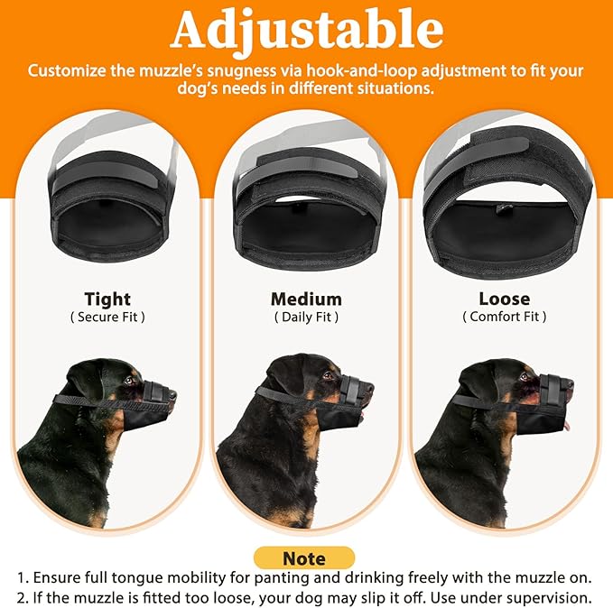Mayerzon Dog Muzzle for Large Medium Small Dogs, Adjustable Fit, Soft & Sturdy Fabric, Prevents Fierce Barking Biting Chewing, Ideal for Grooming Walking Vet Visits, Allows to Pant Drink (Black, M)