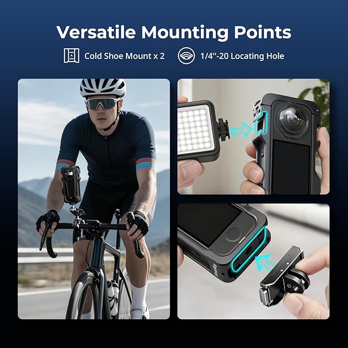 SmallRig Cage for Insta360 X4 Air, Plastic Protective Case for Insta360 X4 Air, Built-in Cold Shoe Mounts & 1/4" Locating Hole, with Silicone Lens Cover - 5940