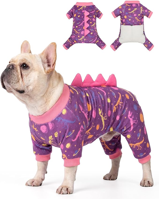 CuteBone Dinosaur Costume Dog Pajamas, Stretchy Spandex Crystal Velvet Sleepwear Coat for Small Dogs, Soft & Warm Pet Outfit Clothes for Cold Weather, Cozy Pullover Design COSP26XS