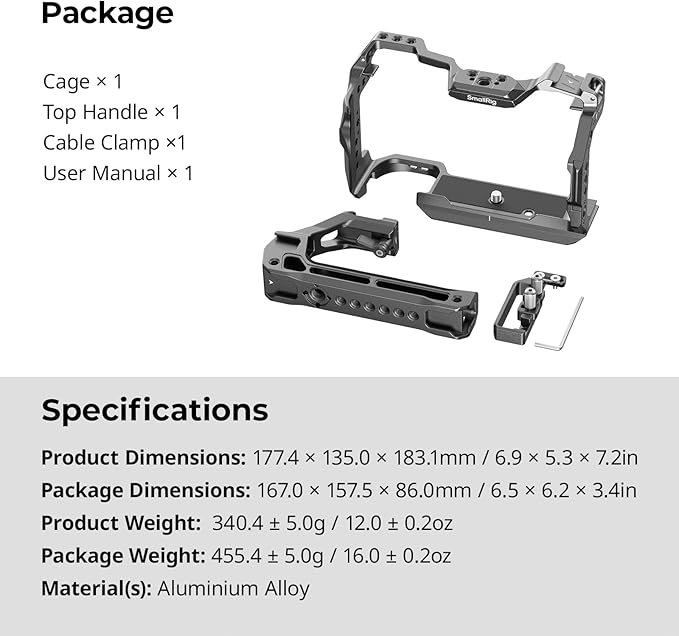 SmallRig R6 II Hawklock Camera Cage Kit for Canon R6 Mark II, Full Cage with Top Handle and Cable Clamp, Buit-in Cold Shoes and NATO Rails -5197