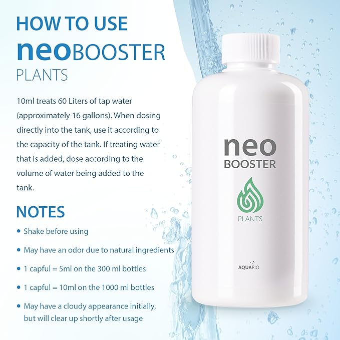 Aquario Neo Booster Plants - Organic Carbon Supply for Enhanced Plant Growth & Color | Safe for Fish & Shrimp - Water Conditioner for Aquarium Tank - 300ml